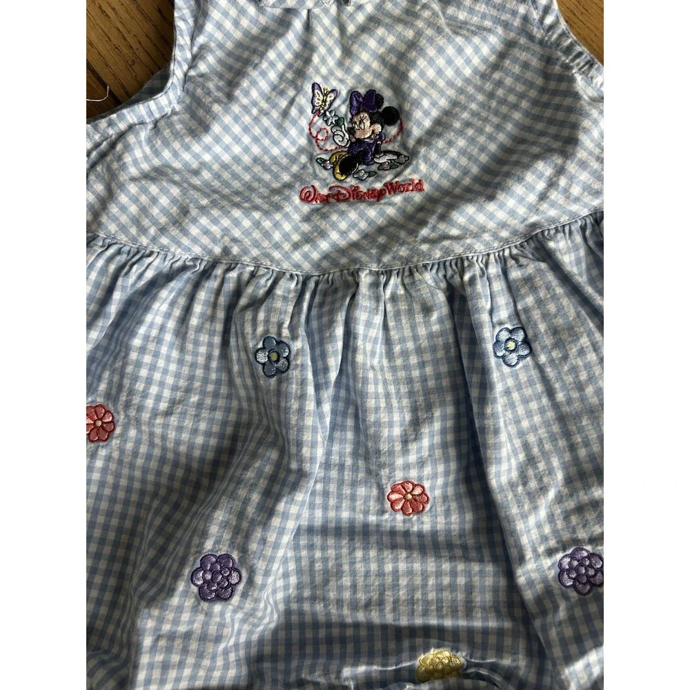 Vintage Walt Disney World Minnie Mouse Dress Girls 12 Months Gingham Sleeveless